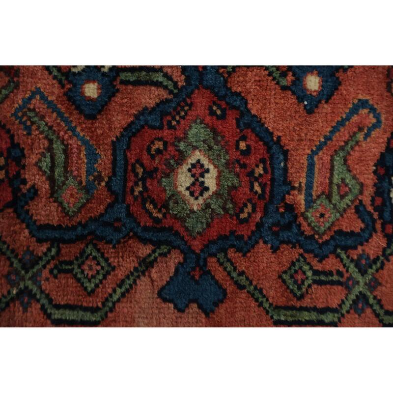 Hand Knotted Oriental 100% Wool Carpet Traditional Geometric Navy Blue & Blues Bidjar Area Rug - 9' 11'' X 5' 2''