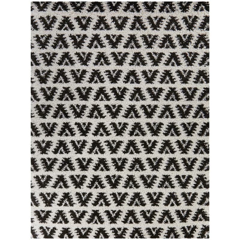 Hadley Geometric Chevron Stripe Shag Area Rug