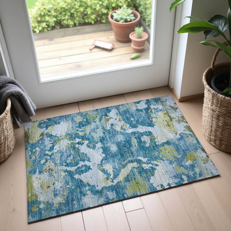 Premium Washable Super Soft Abstract Chic Mayfield Rug - Denim - 1'8" x 2'6"