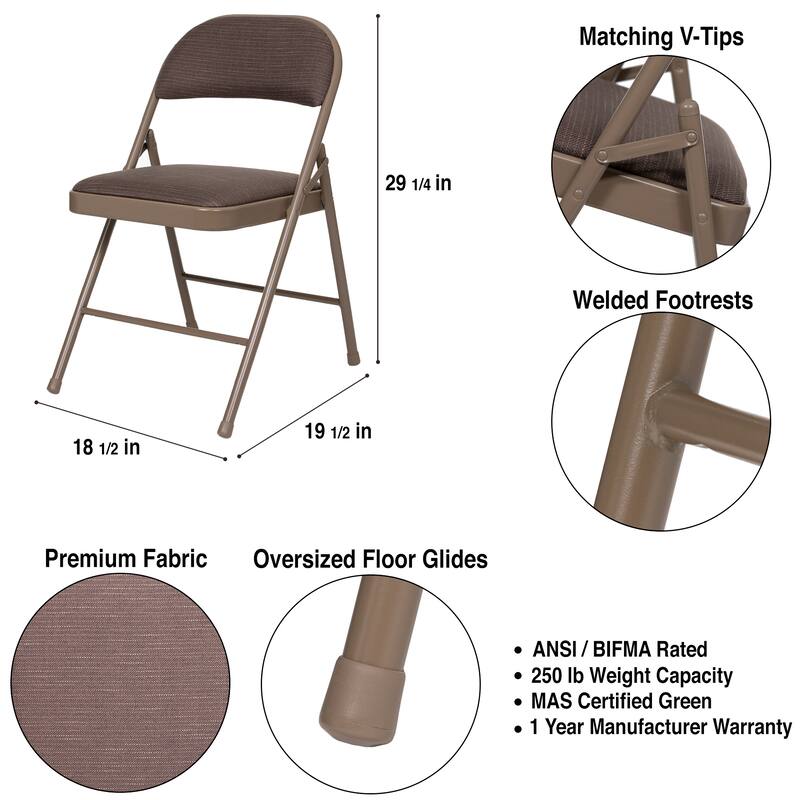 Hampden Furnishings Bernadine Basics Collection Fabric Folding Chair, Pack of 4
