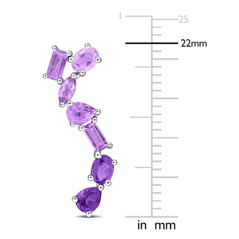 Miadora 2ct TGW Amethyst Drop Wave Earrings Sterling Silver