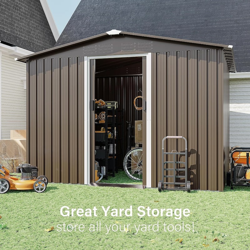 Outdoor Permanent Metal Storage Sheds for Gardening Tools, Patio Sheds Warehouse Vault