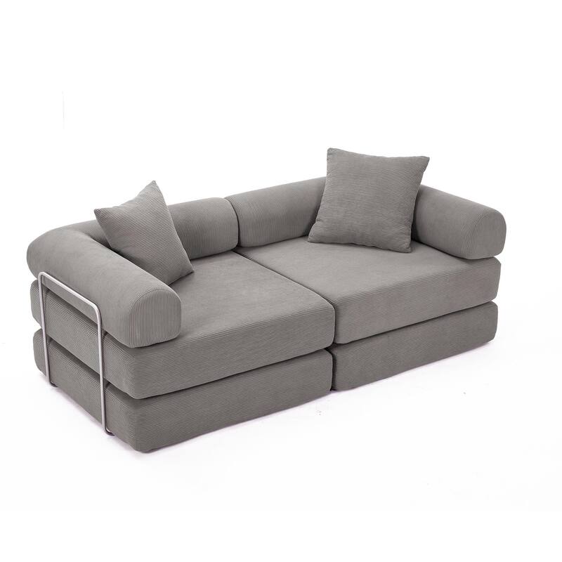 Modular Couch Sofa Bed, Convertible Design with Removable Armrests,Folding Mattress Couch for Small Spaces ,No Assembly