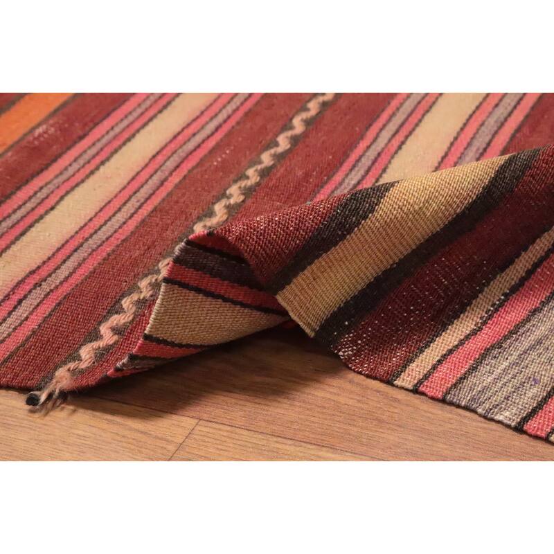 Hand Woven Oriental 100% Wool Carpet Southwestern Geometric Oranges & Rust Kilim Area Rug - 6' 8'' X 4' 9''