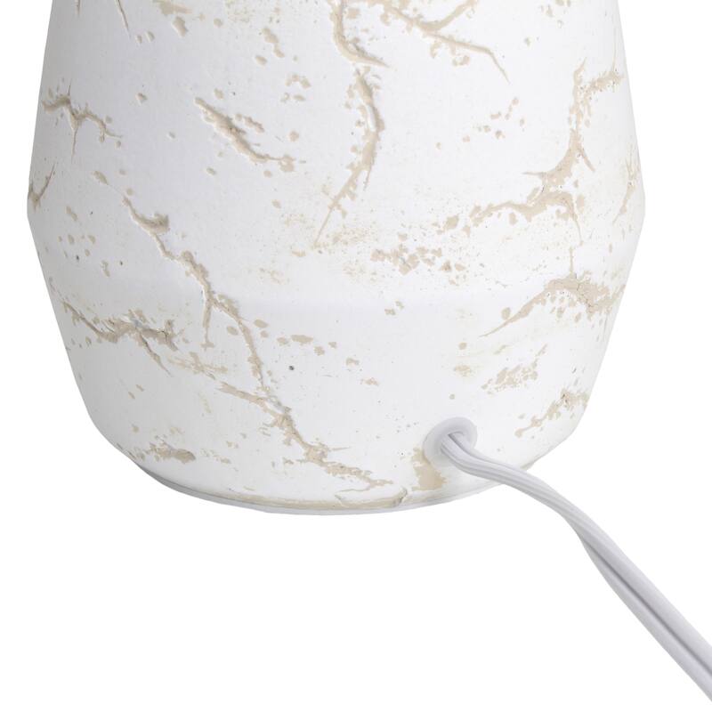 Marble Style Ceramic Table Lamp with Drum Shade - 13.25" - White