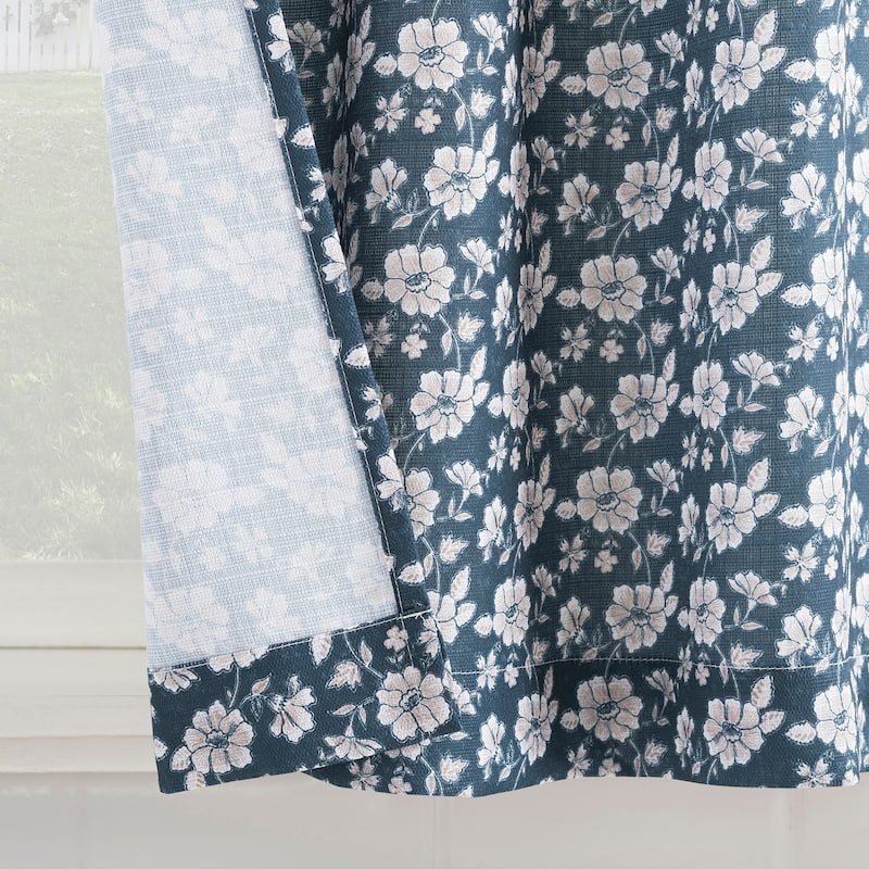 No. 918 Mistral 2-pack Floral Semi-Sheer Rod Pocket 2-Piece Kitchen Curtain Tier Pair