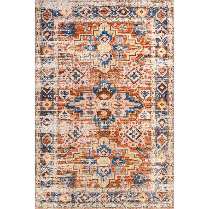 Nuloom Annica SpinClean Multi Medallion Machine Washable Area Rug