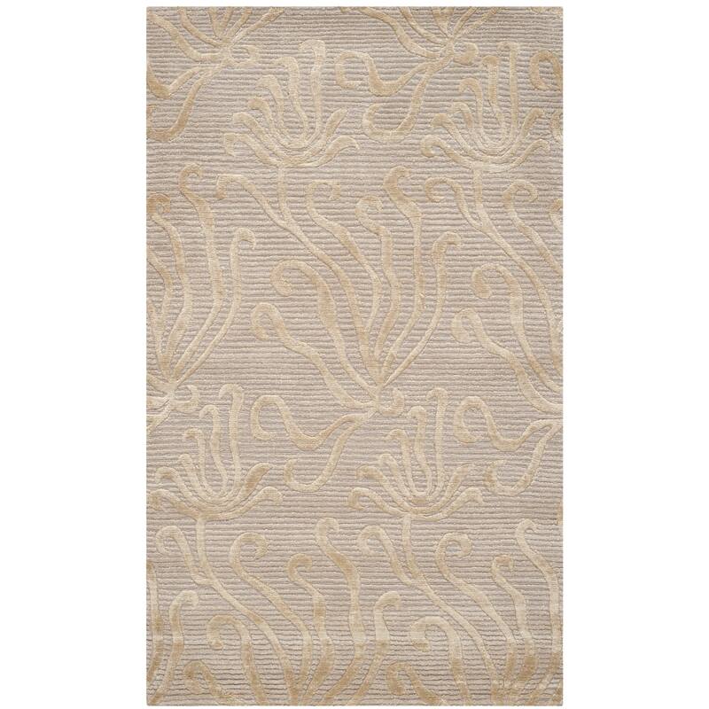Martha Stewart by SAFAVIEH Seaflora Silk/ Wool Rug - 3'9" x 5'9" - Shell