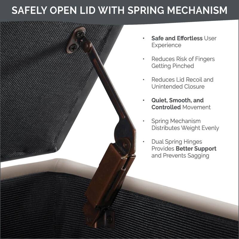 Roomfitters 49-Inch Tufted Top Storage Bench with Soft Close Lid and Solid Wood Legs, Light Blue Polyester Upholstery