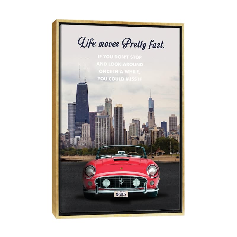 iCanvas "Ferris Bueller's Day Off Travel Movie Art" by 2Toastdesign Framed Canvas Print - Gold - 26x18