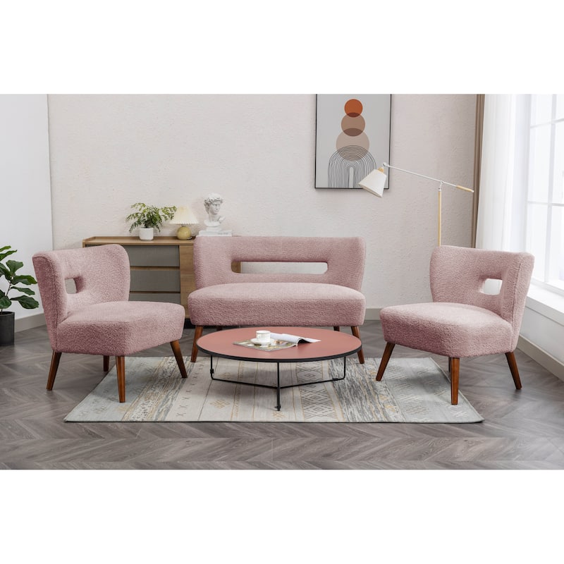 Porthos Home Hayle Sherpa Fabric Slipper Accent Chair with Rubberwood Legs