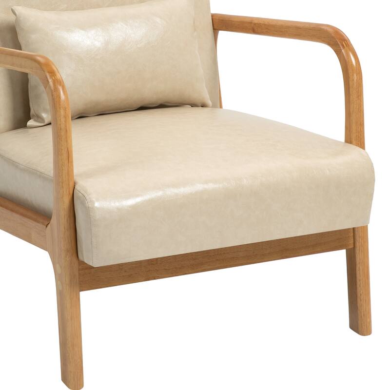 Briston 2 Set Mid Century Modern Wood Accent Chairs with pillow