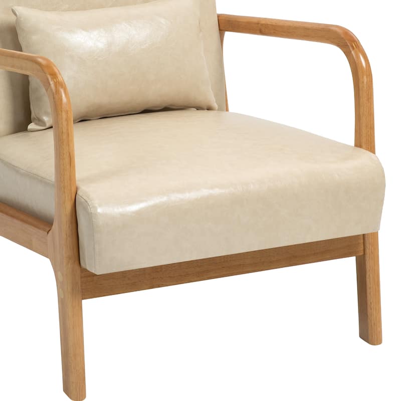 Mid Century Solid Wood Upholstered Accent Chair