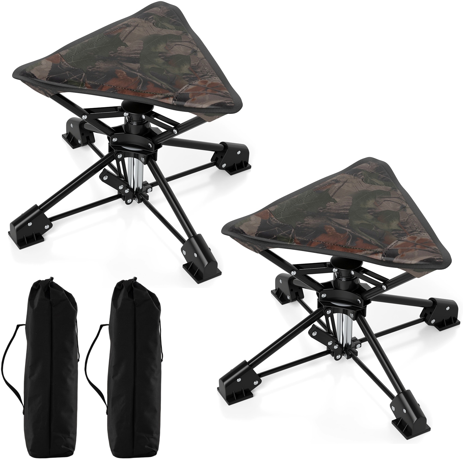 Gymax 2PCS 360 degree Swivel Camping Stool Foldable Chair w/Oxford