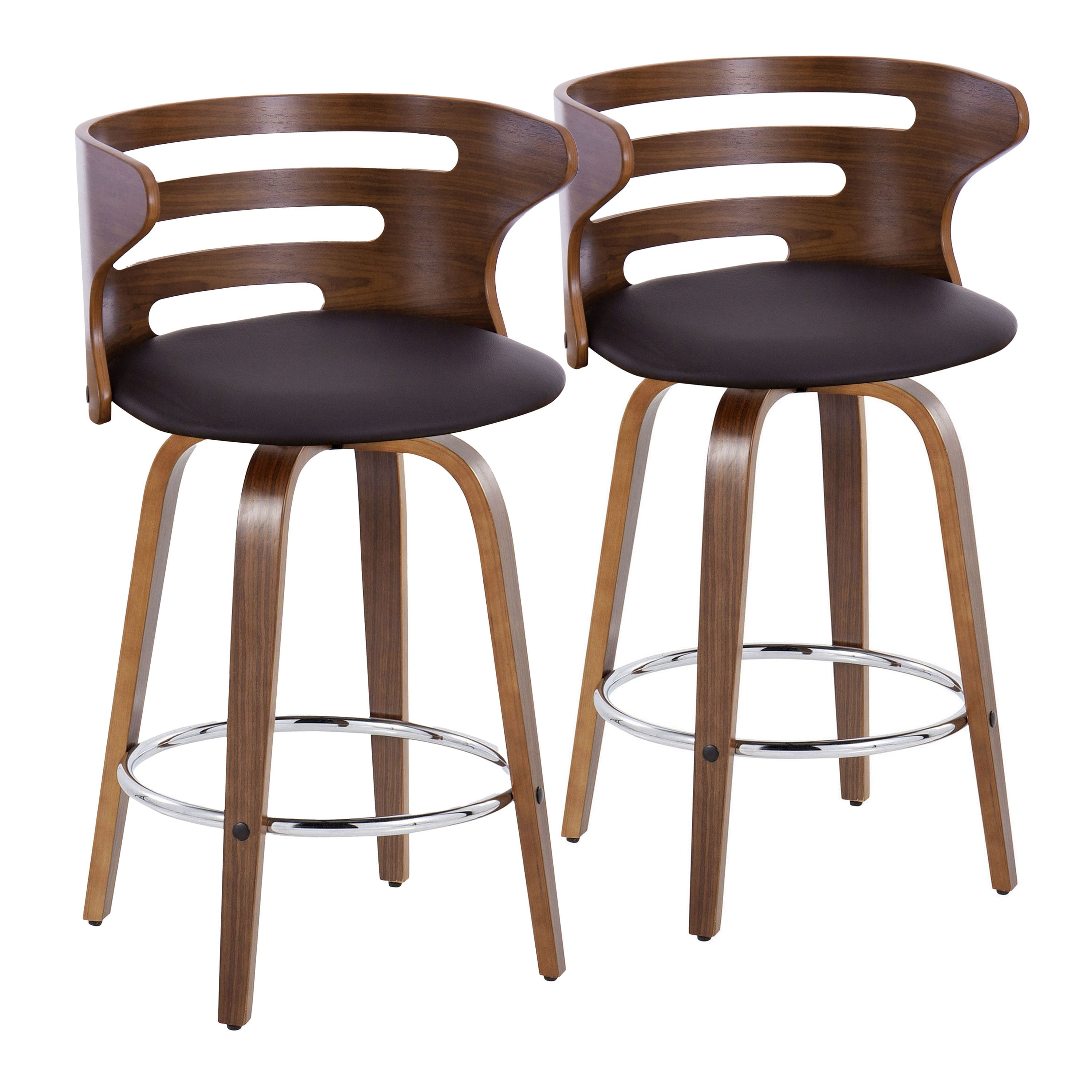Option Brown Faux Leather/Walnut Wood/Chrome