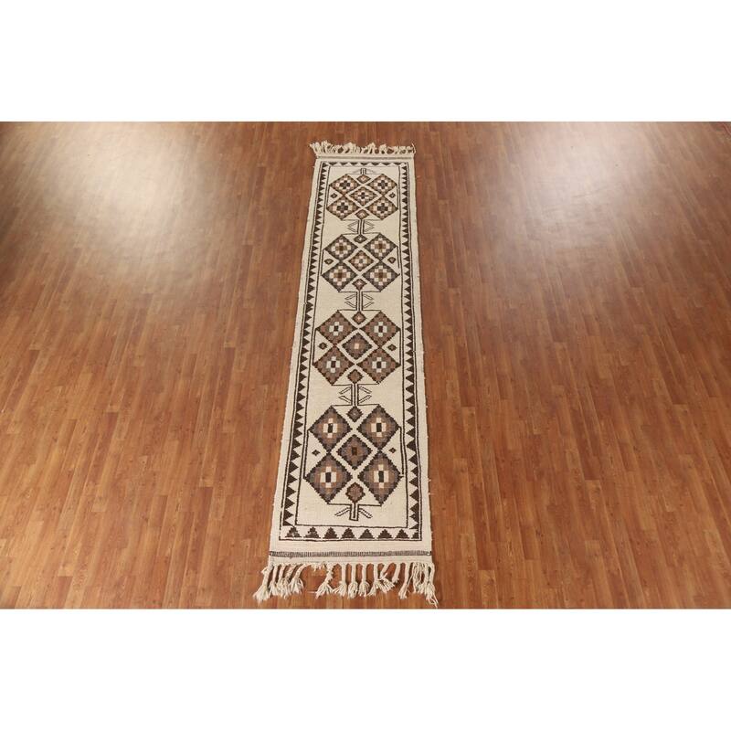 Natural Dye Tribal Anatolian Oriental Runner Rug Handmade Wool Carpet - 2'11"x 11'10"