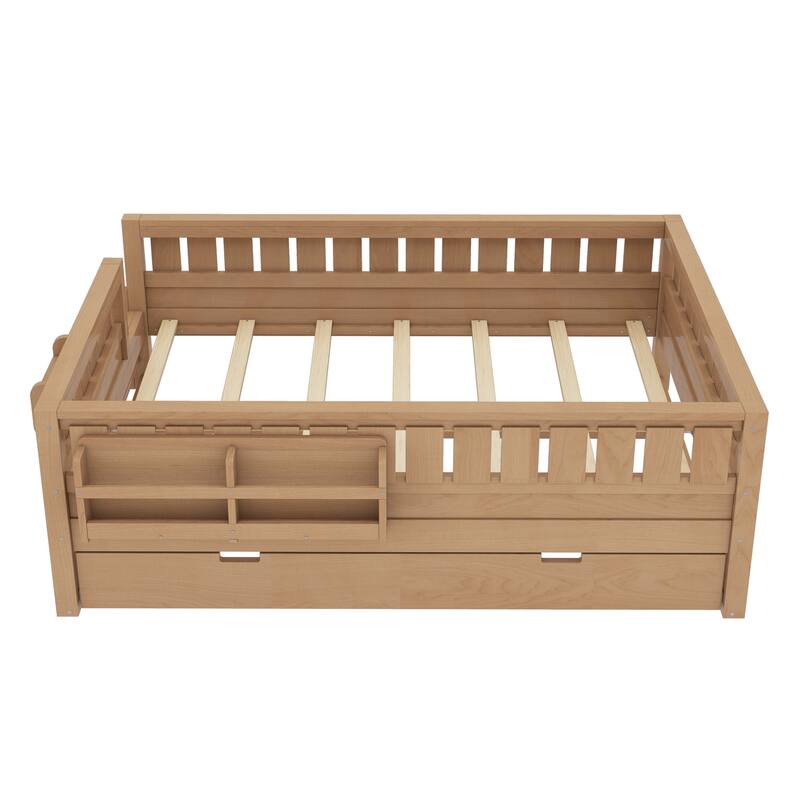 Full with Built-in Bookshelves and Small Staircase, High-Quality Safety Rails, and Trundle