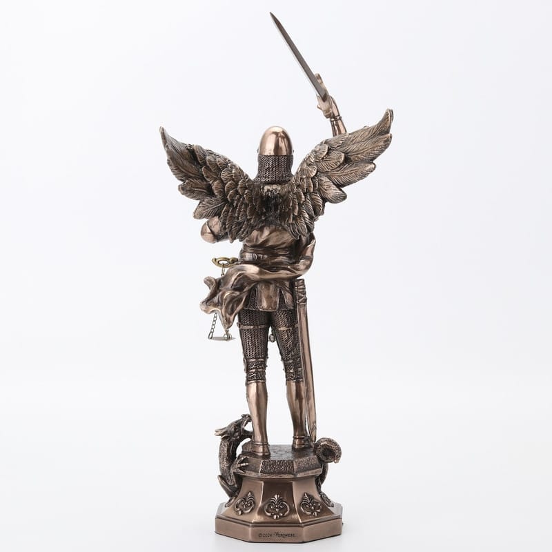 11.42 inches Height Cold Cast Bronze Archangel Saint Michael and the Dragon Bronze Finish Figurine