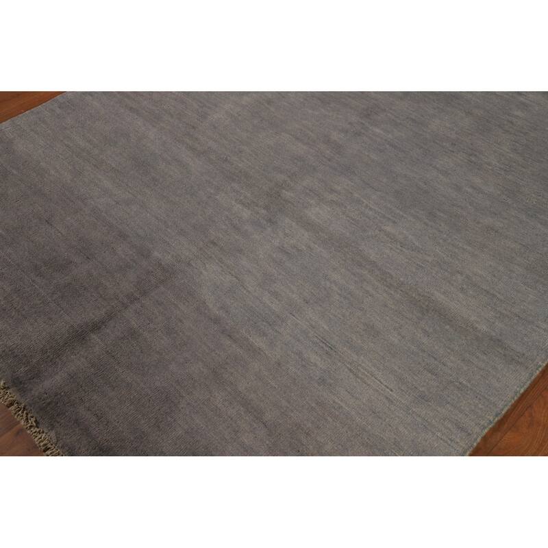 Modern Gray Gabbeh Oriental Rug Handmade Contemporary Wool Carpet - 4'11" x 6'6"