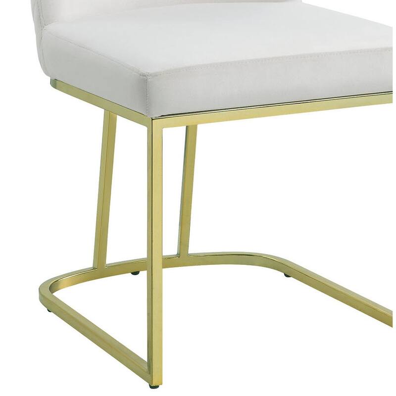 Zazie White Velvet & Gold Finish Side Chair (Set of 2)