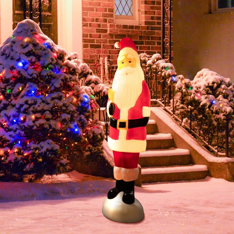 Lighted Blow Mold Santa Claus Outdoor Christmas Decoration - 59" - Red