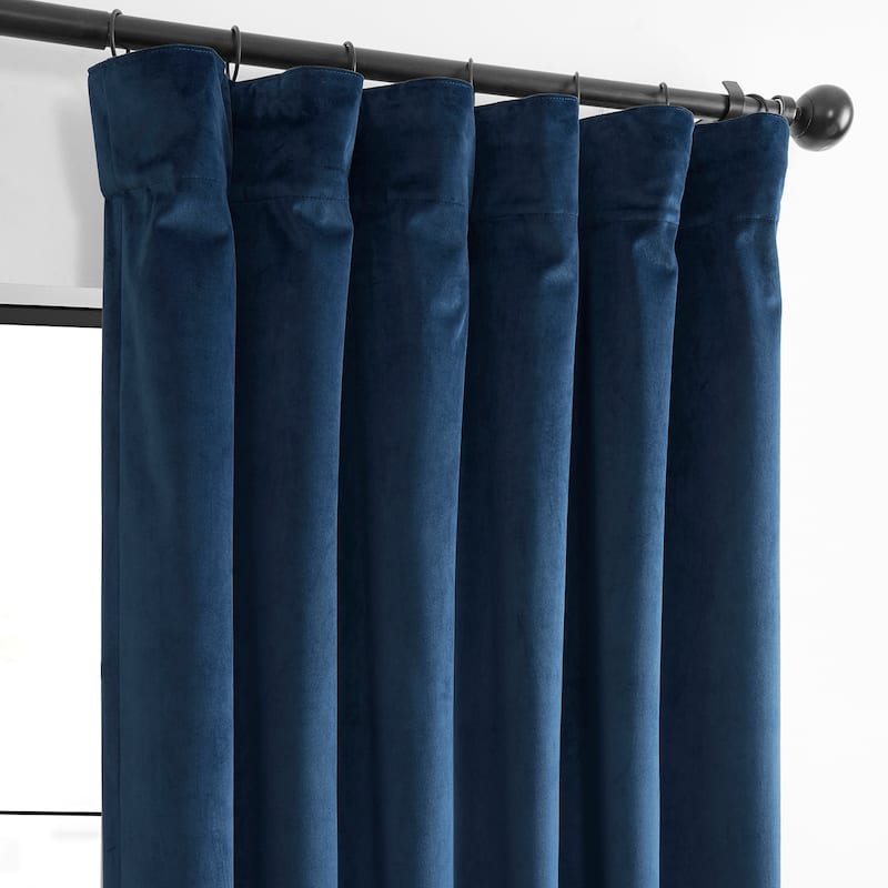Exclusive Fabrics Basic Deluxe Velvet Room Darkening Curtain Pair - 2 Panels Window Curtains