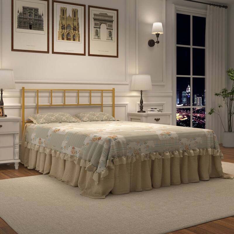VECELO Victorian Style 14 Inch Metal Platform Bed Frame with Headboard, Heavy Duty Steel Slat Support, No Box Spring Needed