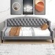 preview thumbnail 2 of 10, Gray Luxury Twin Size Velvet Upholstered Tufted Button Daybed, Sofa Bed for Bedroom and Living Room, Wooden Slats Support