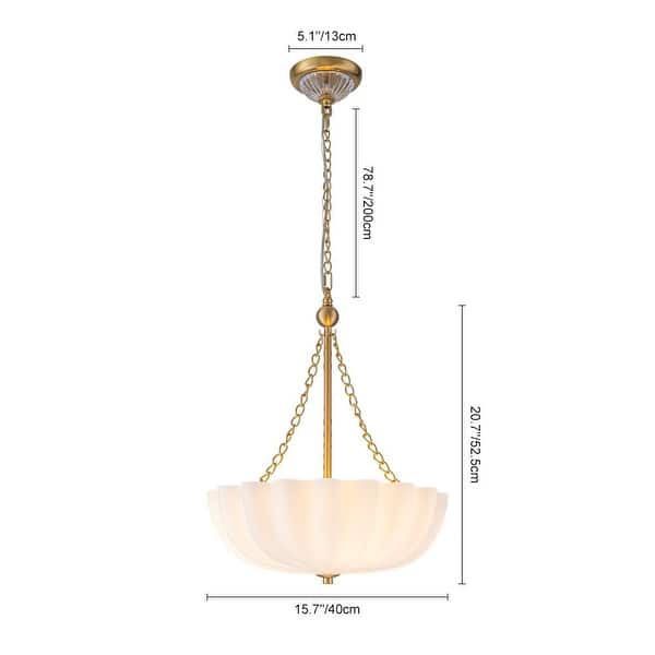 Chic Modern 3-Light Shell Scalloped Glass Chandelier For Dining Room - 15.7 in