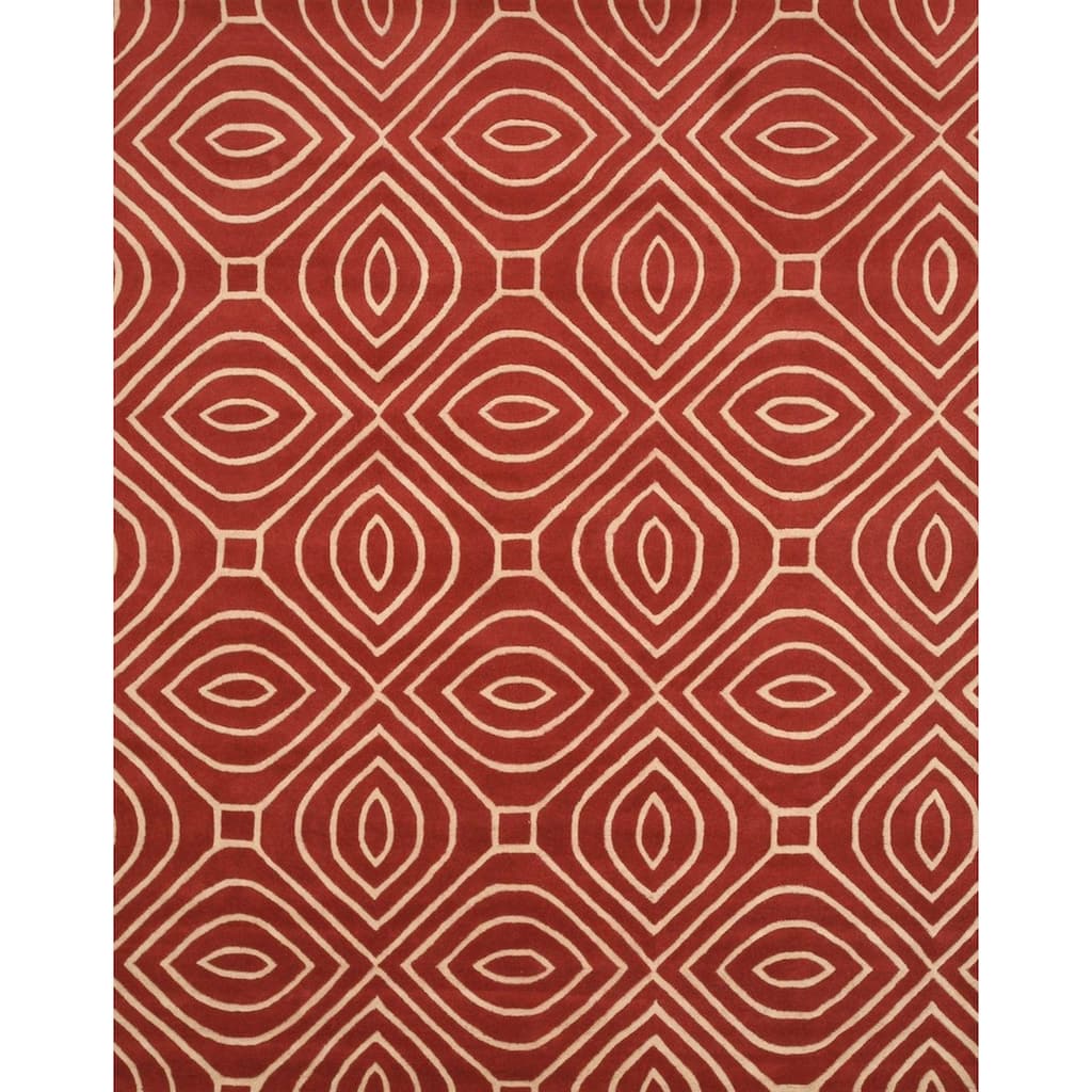 Hand-tufted Wool Red Contemporary Geometric Marla Rug - 5' x 8'