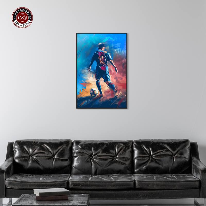 Notoriart Bold And Colorful Soccer Player Framed Soccer 1 Piece Canvas Wall Art
