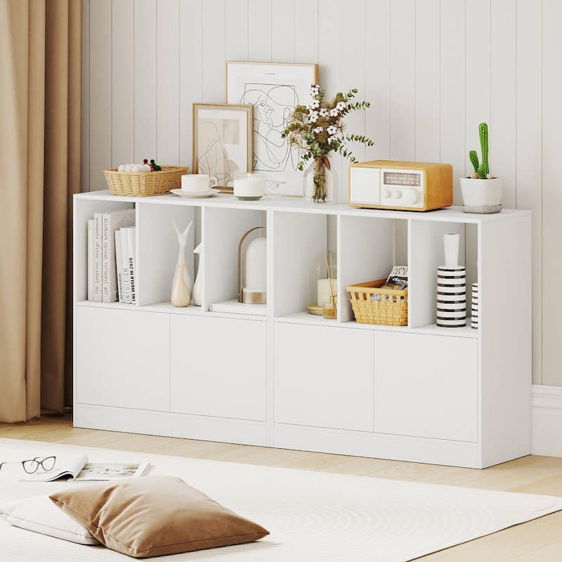 Costway 1/2 PCS Cube Bookcase with Doors, Open Compartments & Cabinet, - See Details