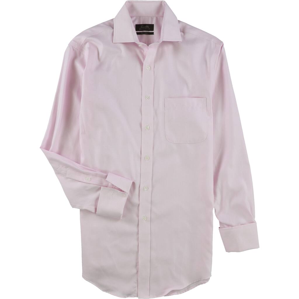 Tasso Elba Mens Non Iron Button Up Dress Shirt, Pink, 14.5" Neck 32"-33" Sleeve