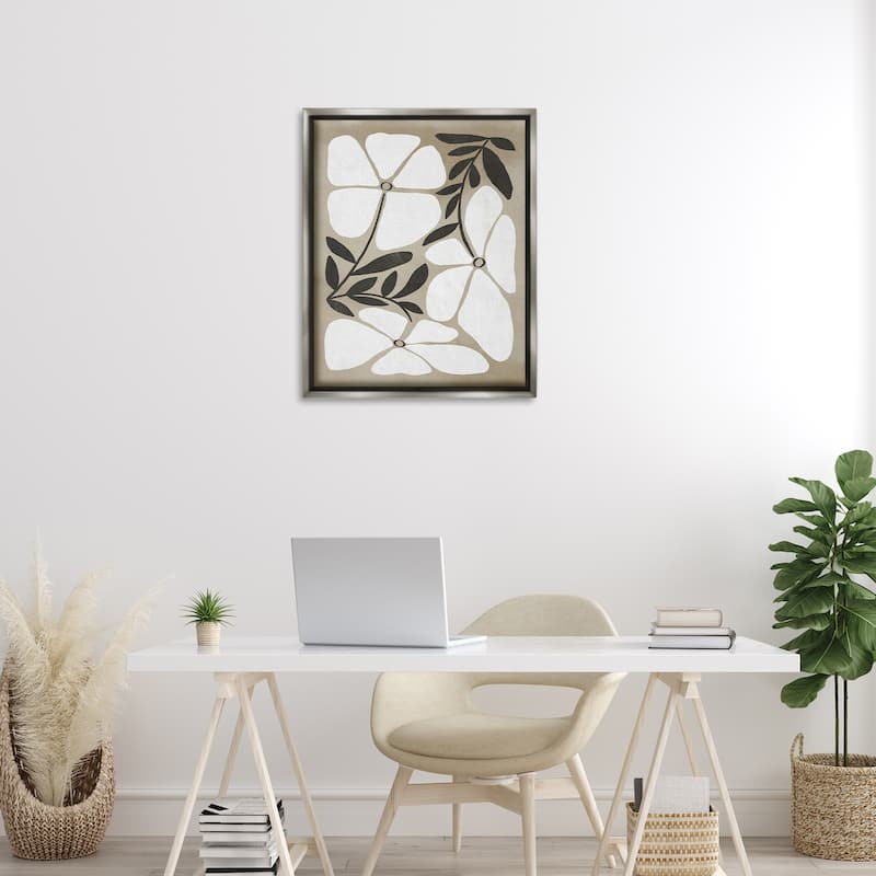 Stupell Boho Flowers Trio Framed Floater Canvas Wall Art Design By Victoria Barnes