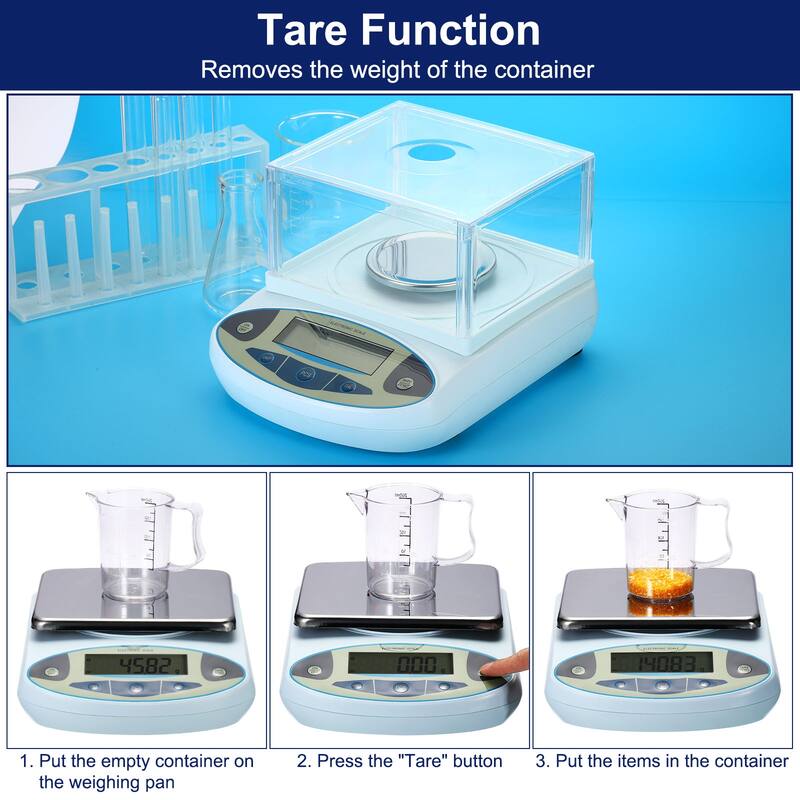 Lab Scale 300gx0.001g, High Precision Electronic Analytical Balance Sensitive - Light Blue