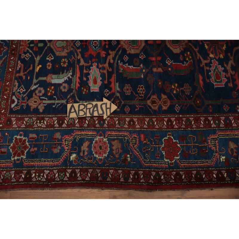Hand Knotted Oriental 100% Wool Carpet Traditional Floral Navy Blue & Blues Malayer Area Rug - 7' 7'' X 4' 4''