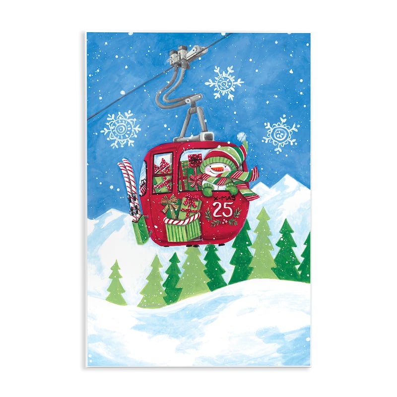 Stupell Snowman on Ski Lift Wall Plaque Art Design By Diane Kater - 13 x 19