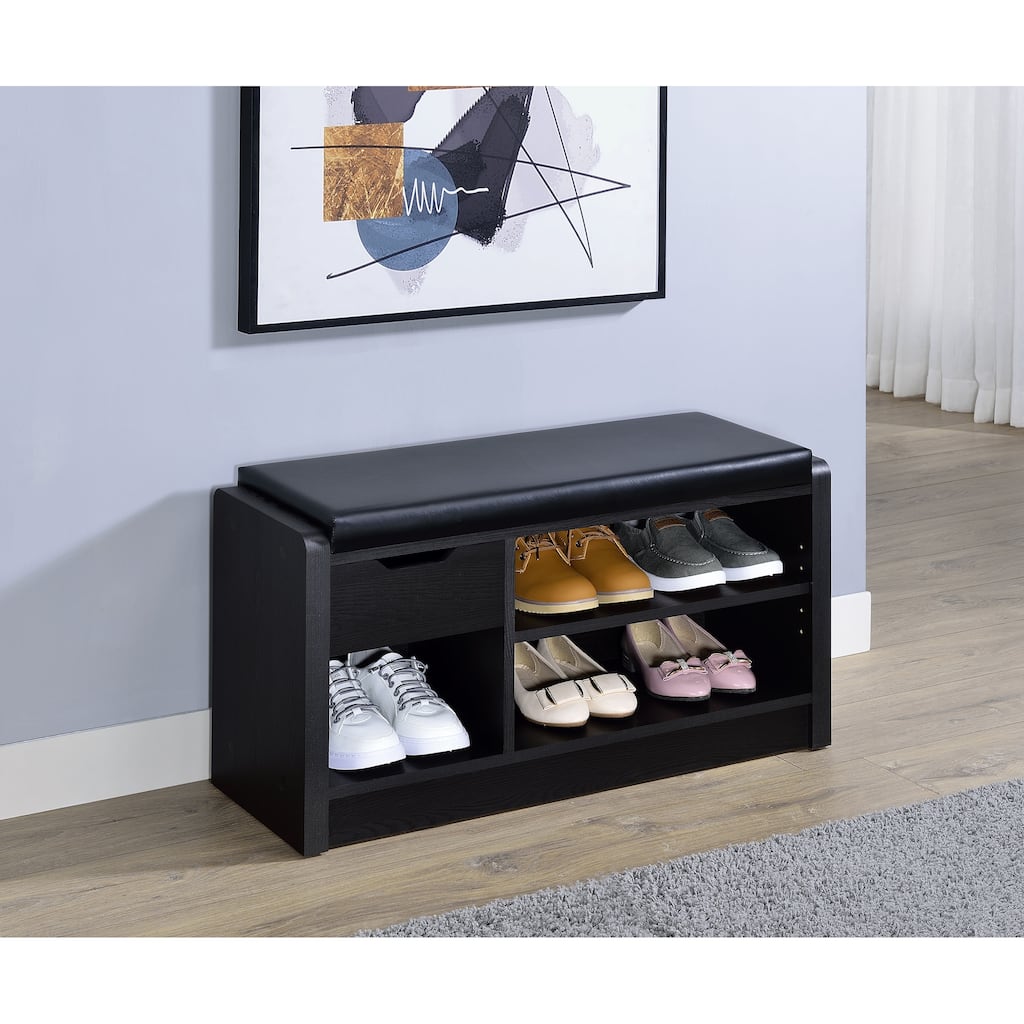 Astor Black 1-drawer Storage Bench