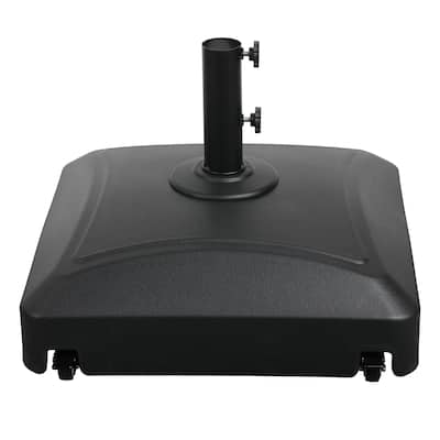 Outdoor Fillable Mobile Patio Umbrella Base in 125lb. Capacity, Heavy Duty Stand with 4Wheels&2Locks&2Knobs-Square Black