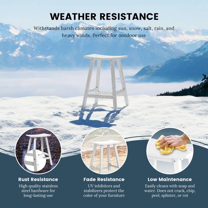 Laguna Hdpe All Weather Outdoor Patio 24" Saddle Seat Counter Stool