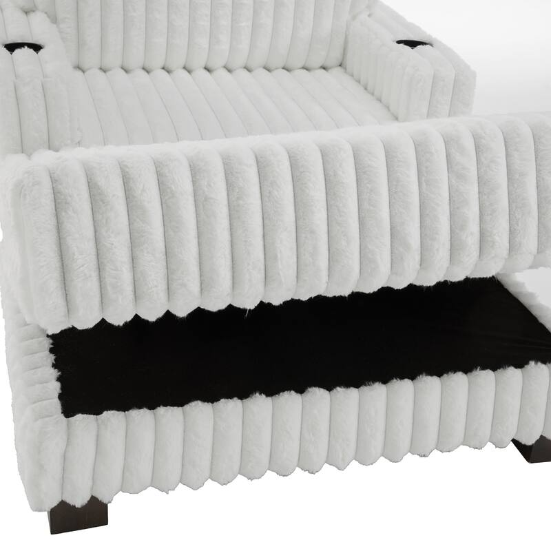 42"W Upholstered Chaise Lounge Sofa Bed with Pillow and Cup Holder