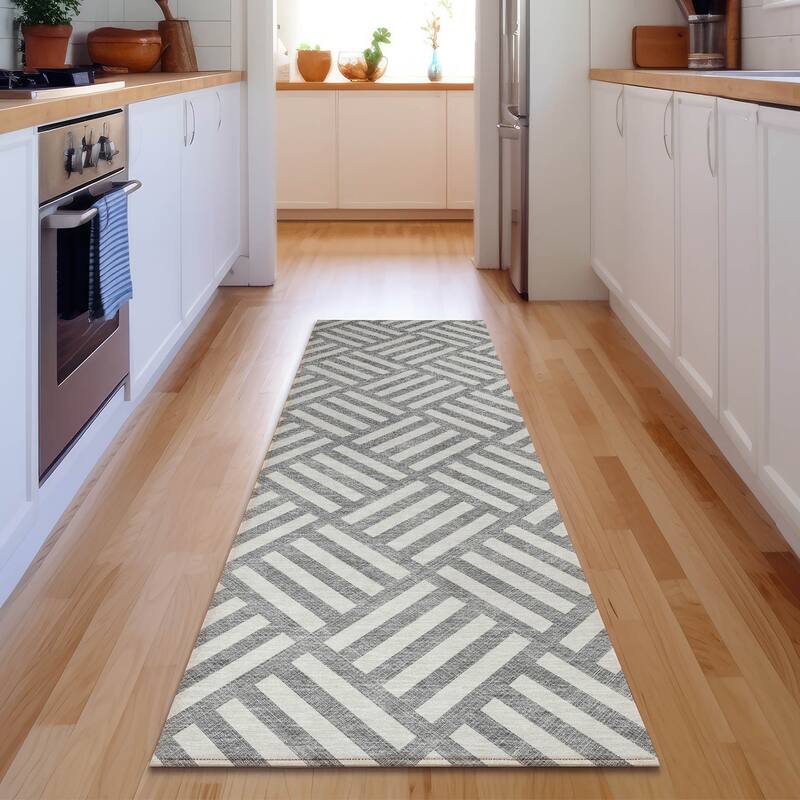 Premium Washable Super Soft Contemporary Mosaic Mayfield Rug - Gray - 2' 3" x 7' 6" - Runner