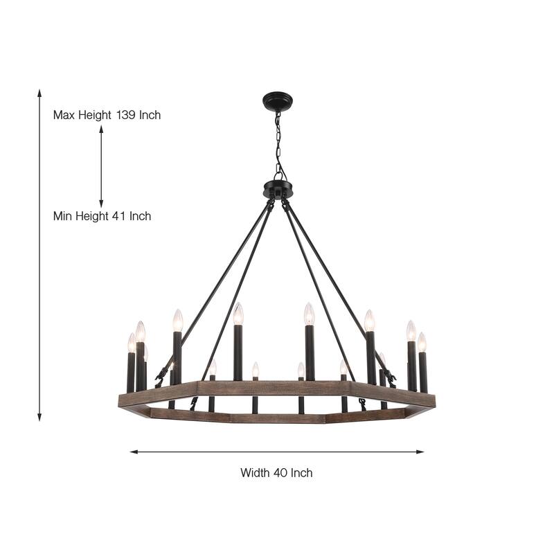French Country 16-light Wagon Wheel Candle Chandelier with UL Certified - 40 inches