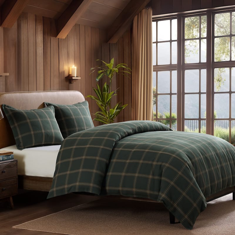 HiEnd Accents Windowpane Plaid Modern Rustic Bedding 3 Piece Duvet Cover Set
