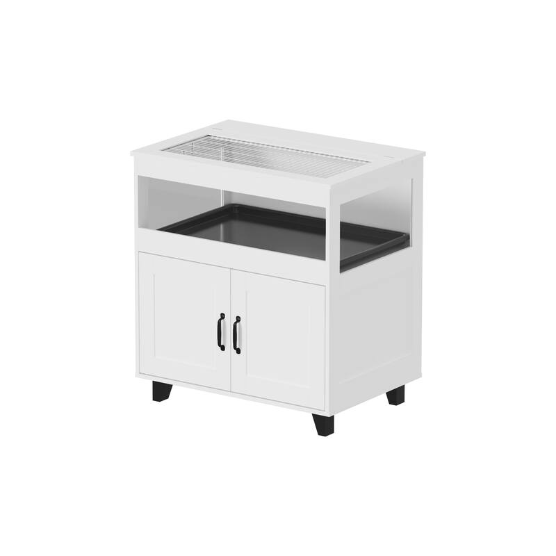 Home-Friendly White Pet Cage,Space-Saving with Storage,Clear-View Top & Enclosure,Rabbit,Hamsters,Guinea Pigs
