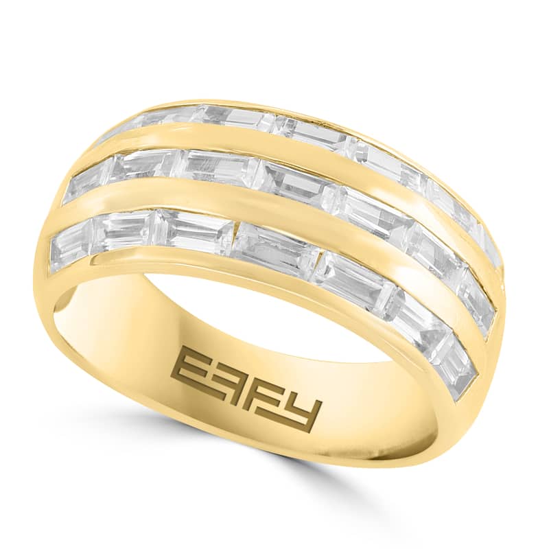 EFFY Men's 925 Sterling Silver Gold over Silver Zircon Ring - White