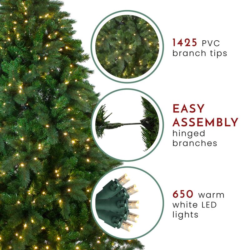 7.5' Medium Mixed Scotch Pine Artificial Christmas Tree Warm White LED - 7.5 Foot