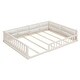 preview thumbnail 9 of 24, Full Size Upholstered Platform Bed with Guardrail, Fluffy Pillows, and Sturdy Pine Wood Bed Frame Safety Guardrails, Beige