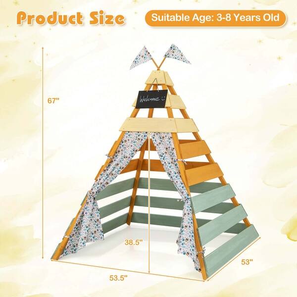 Costway Kids Tent with Machine Washable Flags & Door Curtains - See Details