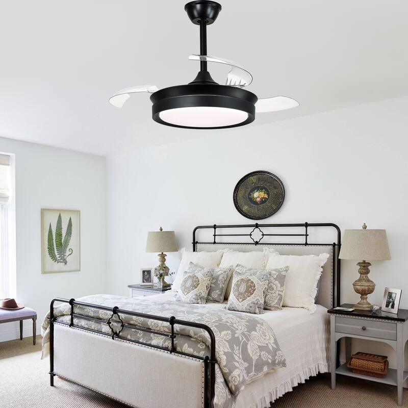 Oaks Aura Modern 36in. LED Light Memory Retractable Ceiling Fan with Light, 6-Speed,Dc Motor Technology, Remote Control